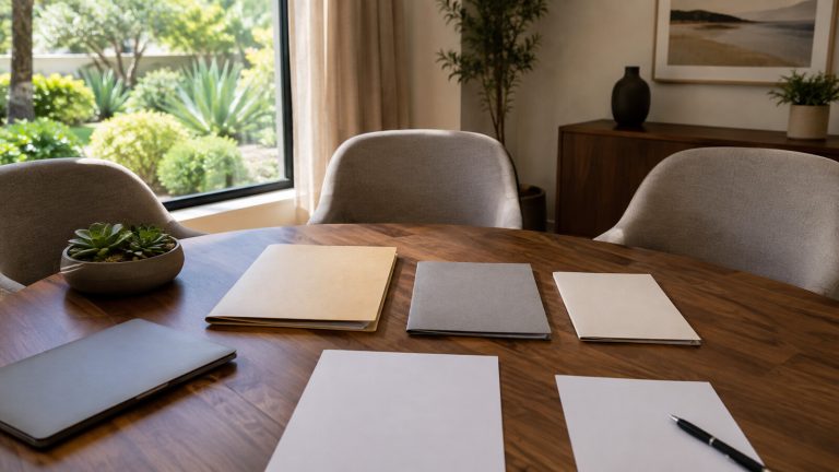 Three organized family document folders prepared for an EB-5 eligibility review